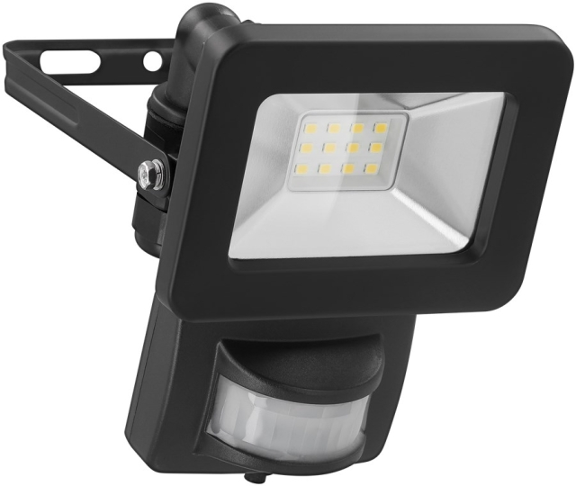 Goobay LED Outdoor Floodlight, 10 W, with Motion Sensor with 850 lm, neutral white light (4000 K), PIR sensor with ON/OFF function and M16 cable gland, suitable for outdoor use (IP44)