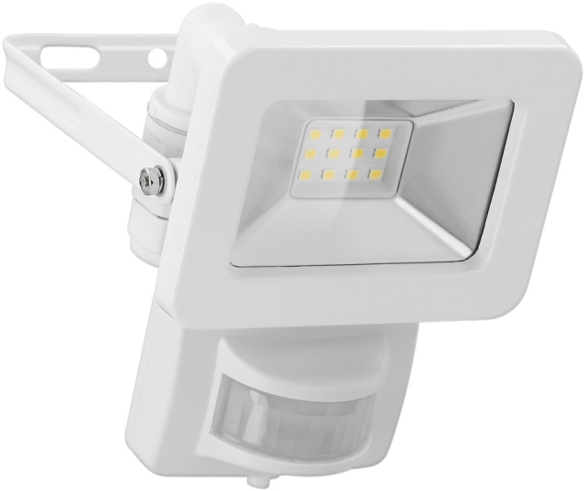 Goobay LED Outdoor Floodlight, 10 W, with Motion Sensor with 850 lm, neutral white light (4000 K), PIR sensor with ON/OFF function and M16 cable gland, suitable for outdoor use (IP44)