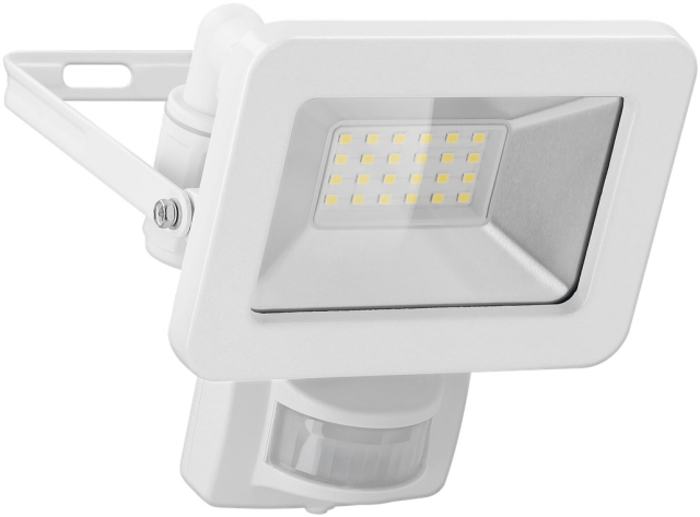 Goobay LED Outdoor Floodlight, 20 W, with Motion Sensor with 1700 lm, neutral white light (4000 K), PIR sensor with ON/OFF function and M16 cable gland, suitable for outdoor use (IP44)