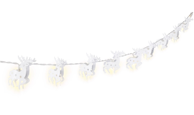 Goobay String Light "Reindeer" with 10 LEDs, White with timer function, warm white (3000 K), battery-operated