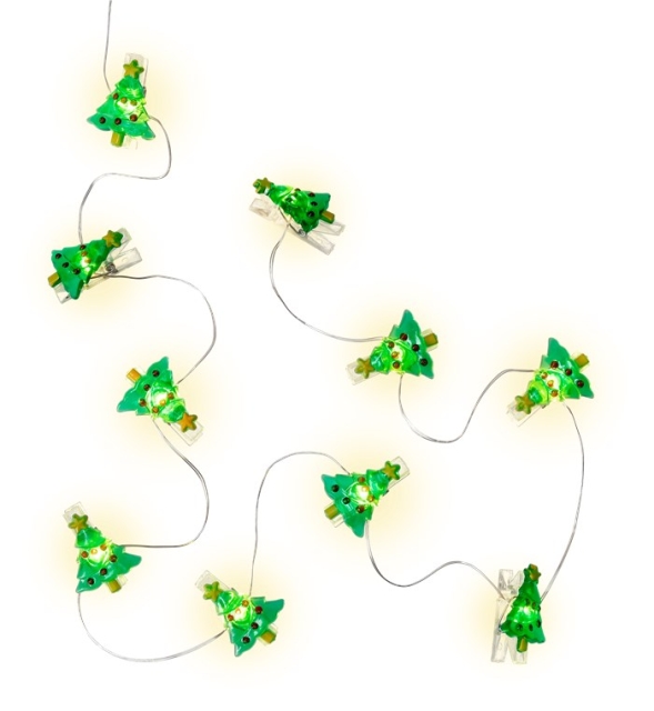Goobay 10 LED Photo Clip Fairy Lights "Christmas Tree" with timer function, warm white (3000 K), battery-operated