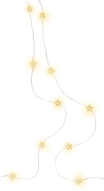 Goobay 20 LED Silver Wire Fairy Lights "Stars" with timer function, warm white (3000 K), battery-operated