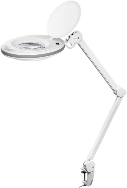 Goobay LED Magnifying Lamp with Clamp, 8 W, white 650 lm, 127 mm crystal glass lens, 1.75x magnification, 3 dioptres