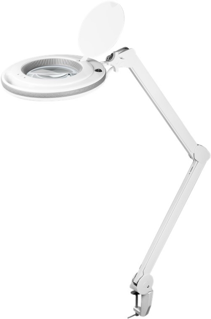 Goobay LED Magnifying Lamp with Clamp, 9 W, white 80-730 lm, dimmable, 127 mm crystal glass lens, 1.75x magnification, 3 dioptres