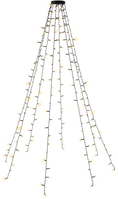 Goobay 200 LED Tree String Lights with Ring with timer and memory function, 8 light modes, 24 V external transformer, warm white (3000 K), for indoor and outdoor use (IP44)