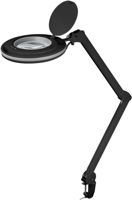 Goobay LED Magnifying Lamp with Clamp, 9 W, black 80-730 lm, dimmable, 127 mm crystal glass lens, 1.75x magnification, 3 dioptres