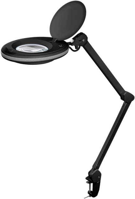Goobay LED Magnifying Lamp with Clamp, 8 W, black 650 lm, 127 mm crystal glass lens, 1.75x magnification, 3 dioptres