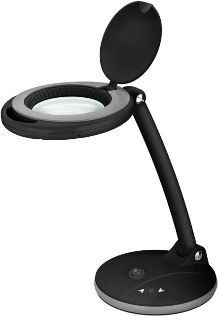 Goobay LED Magnifying Lamp with Base, 6 W, black 80-450 lm, dimmable, 100 mm glass lens, 1.75x magnification, 3 dioptres