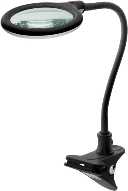 Goobay LED Magnifying Lamp with Clamp, 6 W, black 480 lm, 100 mm glass lens, 1.75x magnification, 3 dioptres