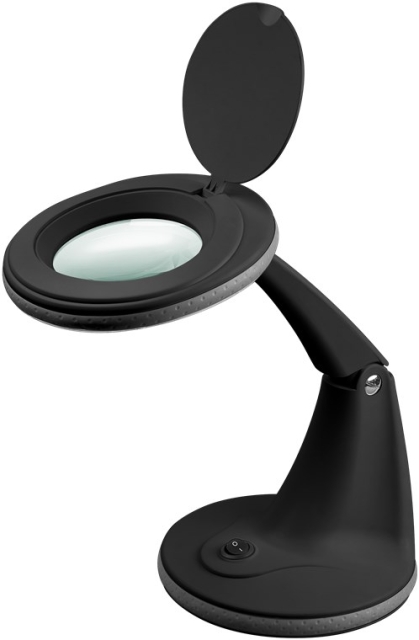 Goobay LED Magnifying Lamp with Base, 6 W, black 450 lm, 100 mm glass lens, 1.75x magnification, 3 dioptres