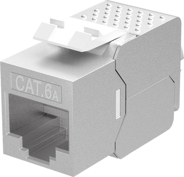 Goobay Keystone Module RJ45 CAT 6A, STP, Slim-Line 14.7 mm wide, crocodile type, for IDC connection (toolless)