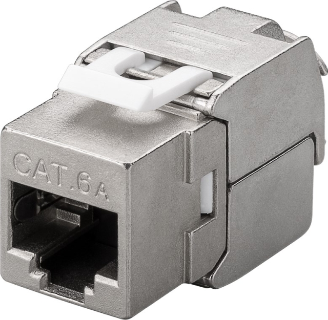 Goobay Keystone Module RJ45 CAT 6A, STP, 500 MHz, Slim-Line 16.3 mm wide, crocodile type, for tool-free IDC mounting
