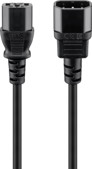 Goobay Extension Lead with C13 socket and C14 plug, 0.5 m, Black C14 appliance plug > C13 appliance socket