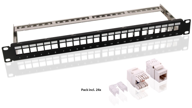 Goobay 19 inch (48.3 cm) Keystone Patch Panel Pack (1 U) incl. 24x CAT 6 modules (UTP)