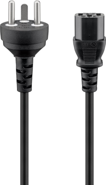 Goobay IEC Cord Denmark Type K, 2 m, Black Denmark plug (Type K, IEC 60906-1) > C13 appliance socket (IEC connector)