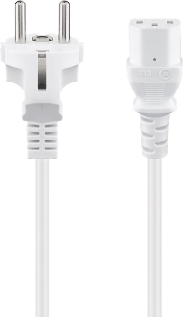 Goobay IEC Cord, 1.5 m, White safety plug (type F, CEE 7/7) > Appliance socket C13