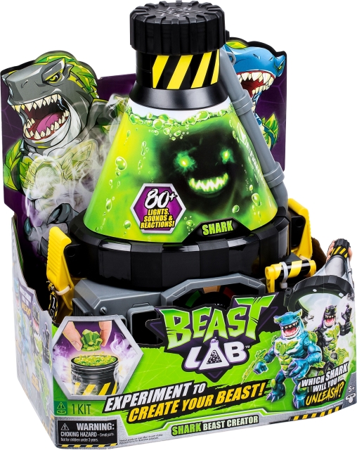 <p>Check out this crazy awesome playset with an interactive shark monster figure! We