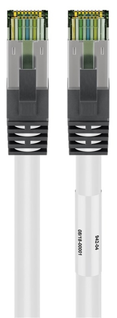 Goobay CAT 8.1 Patch Cord, S/FTP (PiMF), white 99.9 % oxygen-free copper conductor (OFC), AWG 24, halogen-free cable sheath (LSZH), 0.25 m