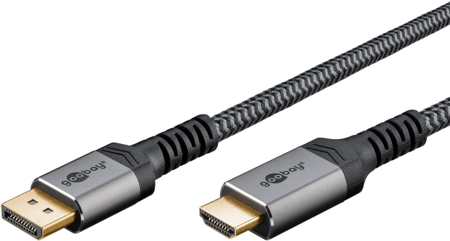 Goobay DisplayPort™ to HDMI™ Cable, 3 m, Sharkskin Grey DisplayPort™ male > HDMI™ connector male (type A)