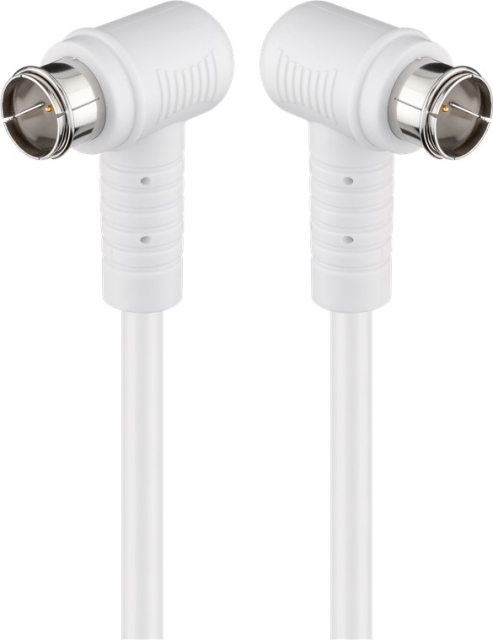 Goobay Angled SAT Antenna Cable (80 dB), Double Shielded F plug (quick) 90° > F plug (quick) 90° (fully shielded), 2.5 m