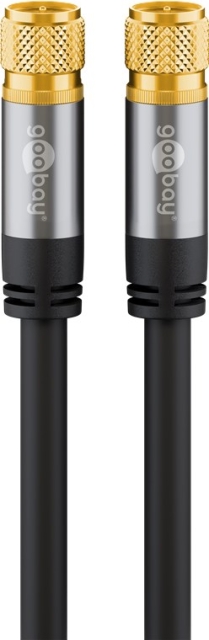 Goobay SAT Antenna Cable (135 dB), 4x Shielded gold-plated, F plug > F plug, 10 m