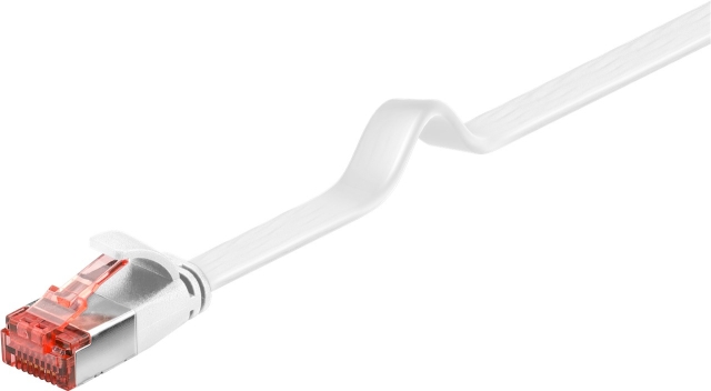 Goobay CAT 6 Flat Patch Cable, U/FTP, white copper conductor (CU), 10 m