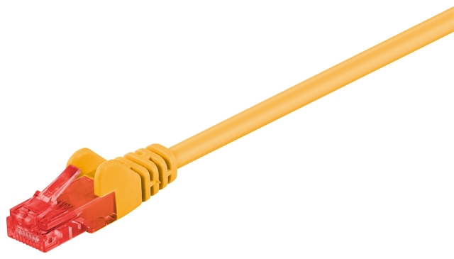 Goobay CAT 6 Patch Cable, U/UTP, yellow copper-clad aluminium wire (CCA), 0.25 m