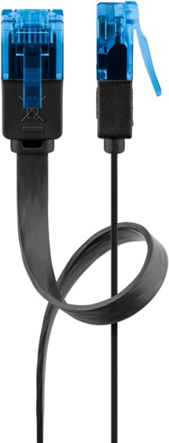 Goobay CAT 6A Flat Patch Cable U/UTP, black copper conductor (CU), 7 m