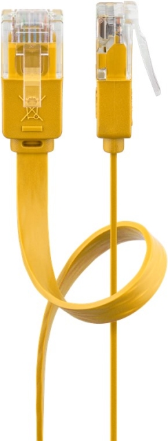 Goobay CAT 6 Flat Patch Cable, U/UTP, yellow copper conductor (CU), 3 m