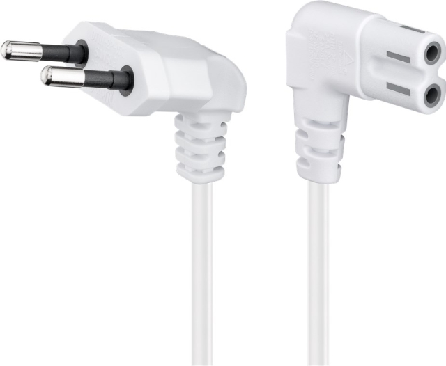 Goobay Connection Cable Euro Plug Angled at Both Ends, 3 m, White Euro plug (type C, CEE 7/16) > appliance socket C7