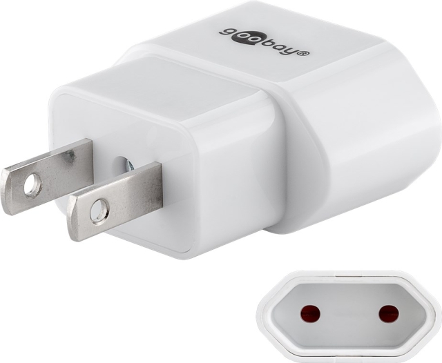 Goobay Nätadapter US/Japan, vit europlug (typ C, CEE 7/16) > amerikansk/japansk kontakt (typ A, NEMA 1-15, 2-polig)
