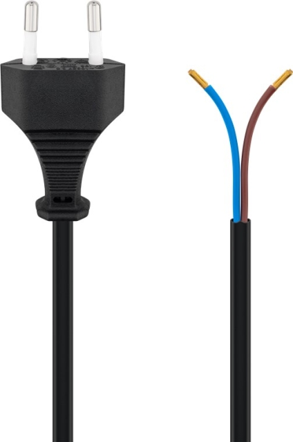 Goobay Kabel med euro-kontakt för montering, 1,5 m, svart Euro-kontakt (typ C, CEE 7/16) > lösa kabeländar