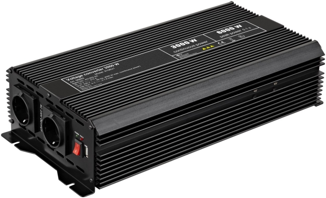 Goobay Spänningsomvandlare DC/AC (12 V - 230 V/3000 W) USB omvandlar 12 V DC till 230 V AC