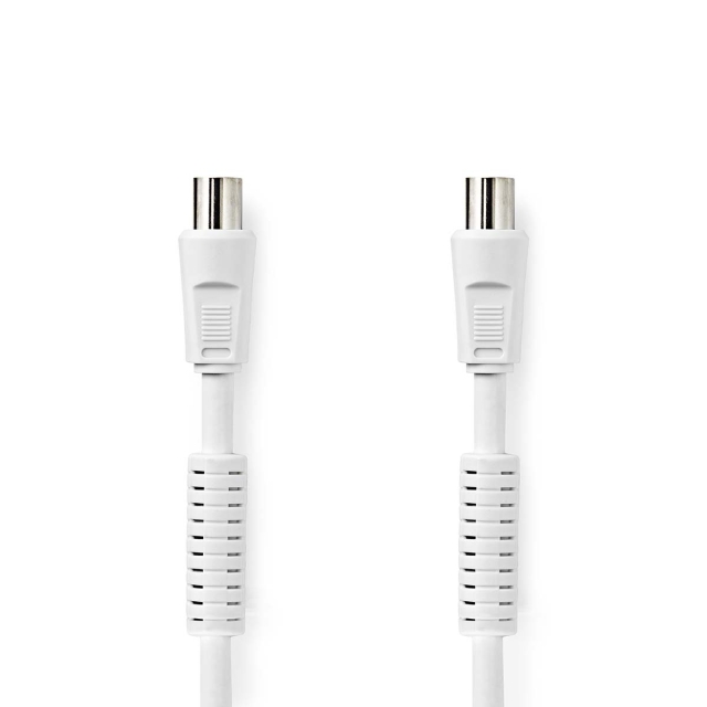 Nedis Coax Cable | IEC (Coax) Male | IEC (Coax) Female | Nickel Plated | 120 dB | 75 Ohm | Quad Shielded | 2.00 m | Round | PVC | White | Label