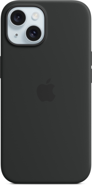 Apple iPhone 15 silikonfodral med MagSafe, svart
