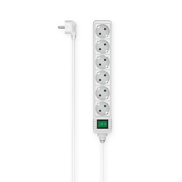 Hama Power Strip 6-way Switch White 1.4m