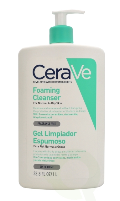 Cerave Foaming Cleanser w/Pump 1000 ml For Normal To Oily Skin