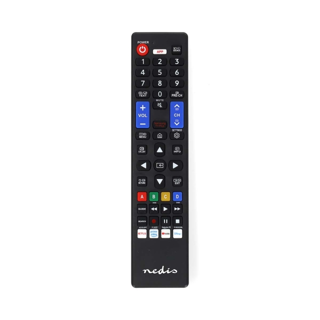 Nedis Replacement Remote Control | Suitable for: Samsung | Preprogrammed | 1 Device | Amazon Prime / Disney + Button / Netflix Button / Smart home Button / Youtube Button | Infrared | Black