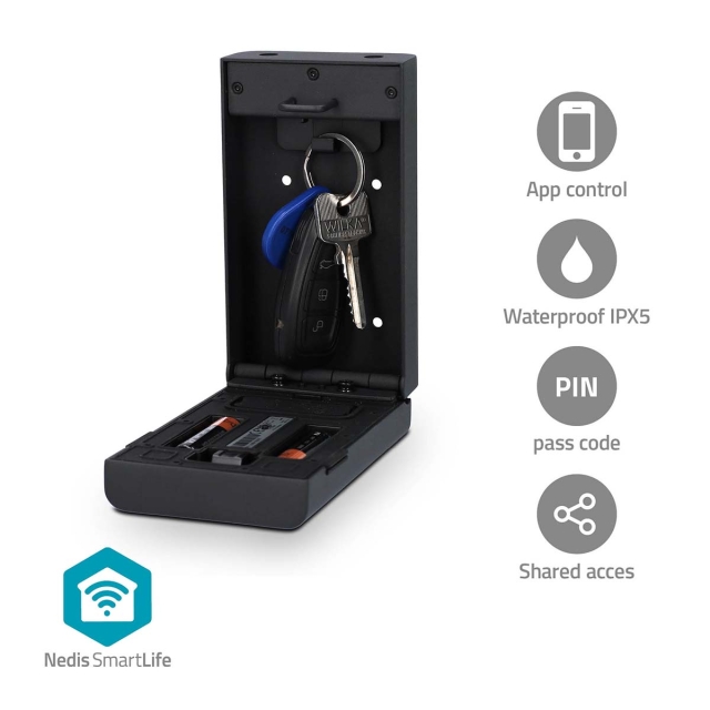 Nedis Vault | Key Safe | Key Lock | Outdoor | IPX5 | Inner volume: 0.17 l | 2 Keys Included | Black