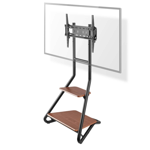 Nedis TV Floor Stand | 37 - 75 " | Maximum supported screen weight: 40 kg | Bauhaus Design | Adjustable pre-fixed heights | MDF / Steel | Black / Brown