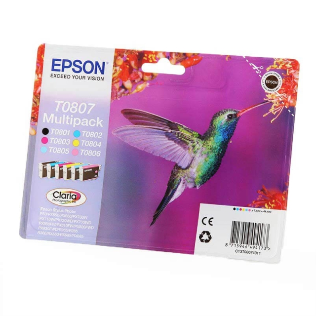 Epson Ink C13T08074011 T0807 Multipack, Hummingbird