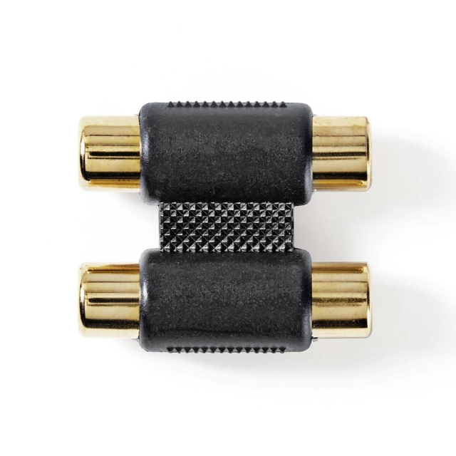 Nedis Stereo Audio Adapter | 2x RCA Female | 2x RCA Female | Gold Plated | Straight | ABS | Anthracite | 1 pcs | Box