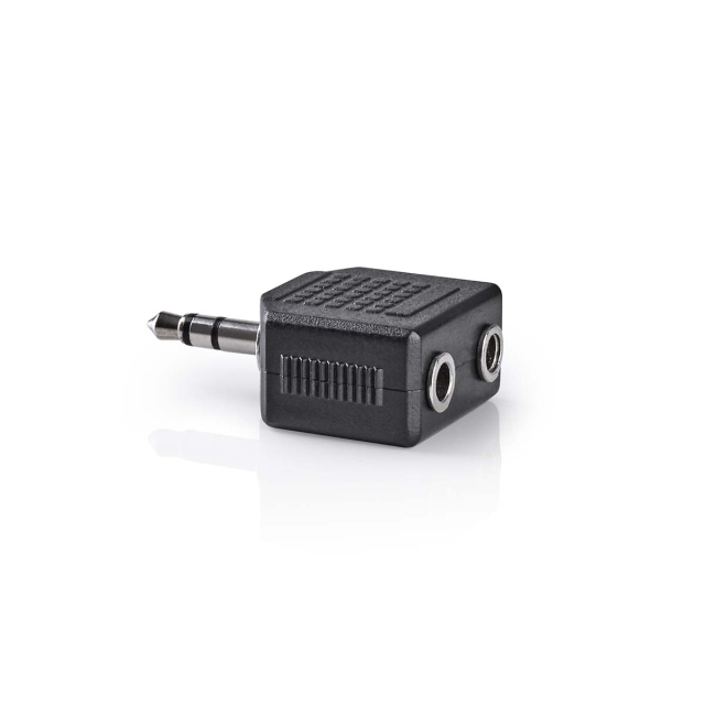 Nedis Stereo Audio Adapter | 3.5 mm Male | 2x 3.5 mm Female | Nickel Plated | Straight | ABS | Black | 1 pcs | Box