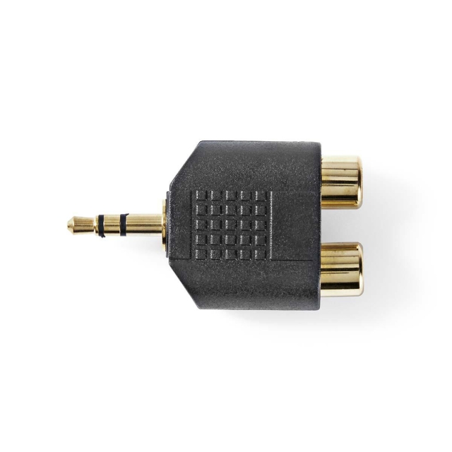 Nedis Stereo Audio Adapter | 3.5 mm Male | 2x RCA Female | Gold Plated | Straight | ABS | Black | 10 pcs | Envelope