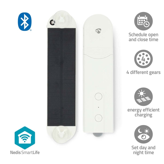 Nedis Curtain Robot | Mains Powered / Solar Powered | 2000 mAh | Bluetooth® | White
