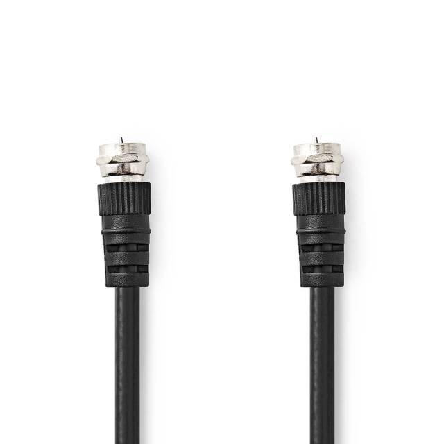 Nedis Satellite & Antenna Cable | F Male | F Male | Nickel Plated | 75 Ohm | Double Shielded | 1.50 m | Round | PVC | Black | Label