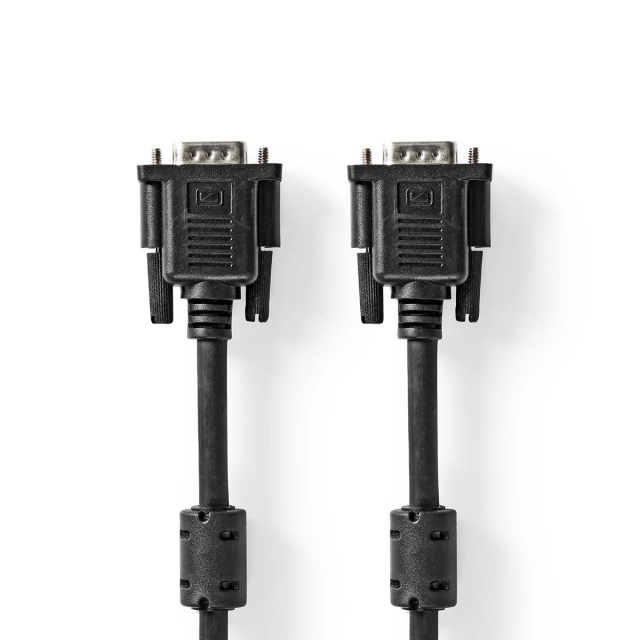 Nedis VGA Cable | VGA Male | VGA Male | Nickel Plated | Maximum resolution: 1280x768 | 5.00 m | Round | ABS | Black | Label