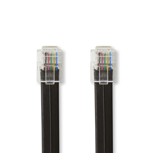 Nedis Telecom Cable | RJ12 Male | RJ12 Male | 1.00 m | Cable design: Flat | Cable type: RJ12 | Black | Label