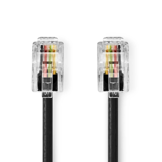 Nedis Telecom Cable | RJ10 Male | RJ10 Male | 5.00 m | Cable design: Coiled | Cable type: RJ10 | Black | Envelope