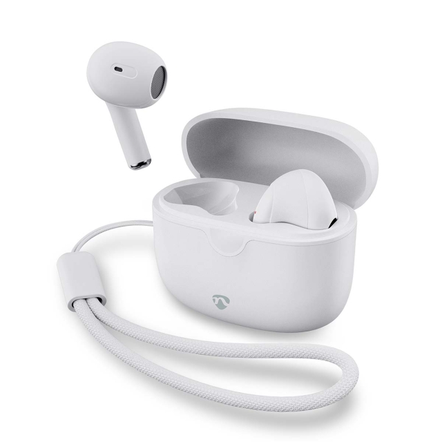 Nedis Fully Wireless Earphones | Bluetooth® | Battery play time: 16 hrs | Touch Control | Charging case | Wireless charging case | Built-in microphone | Voice control support | White